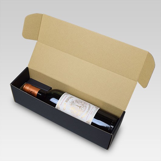 おしゃれなワインのギフト箱。ワイン　N式箱　通常ボトル用【黒】【1本入れ】